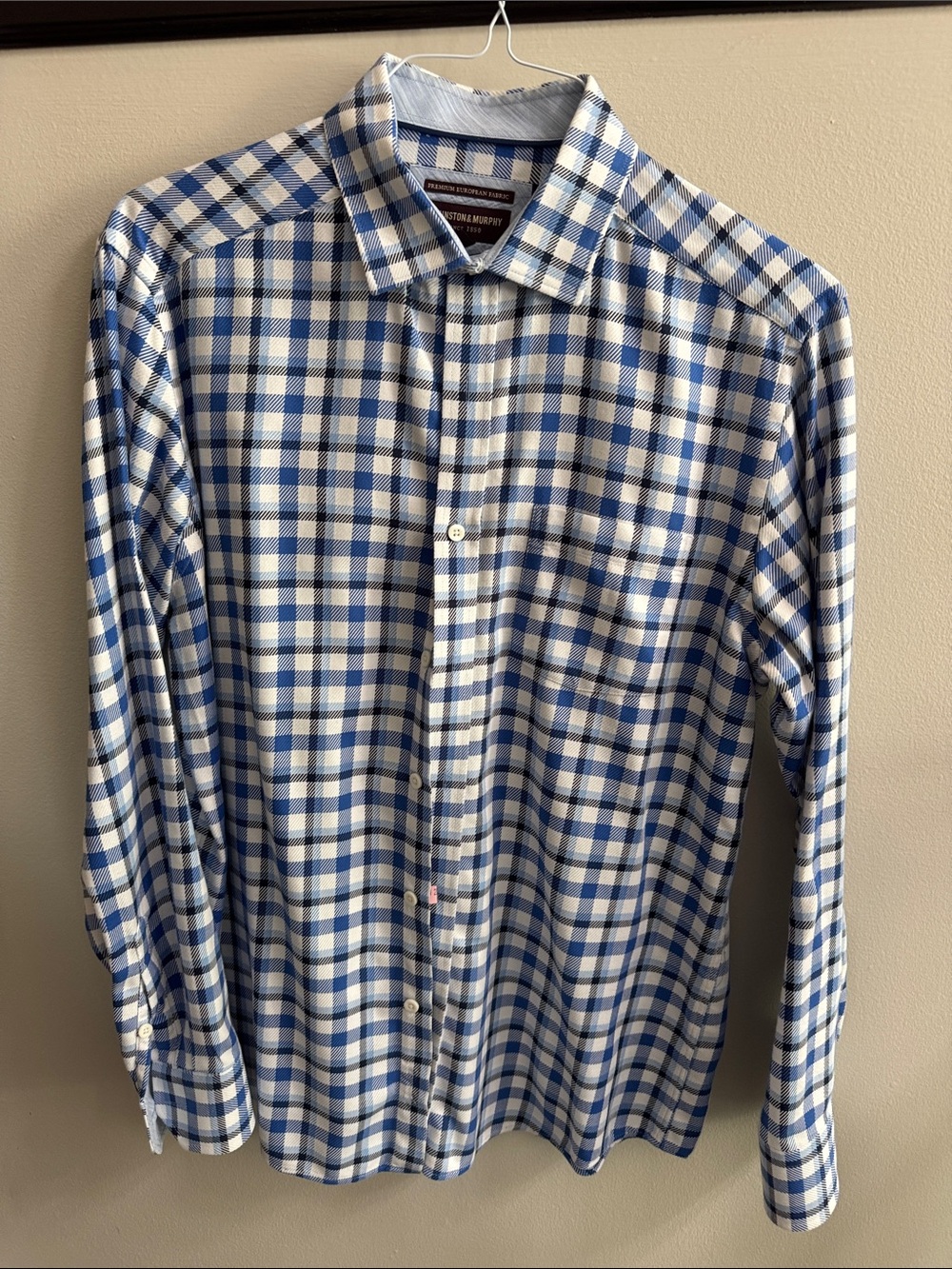 Johnston & Murphy Blue and White Check Dress Shirt